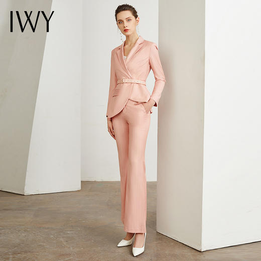 IWY/粉色小香风西服西装套装女修身系带收腰时尚气质名媛职业上班面试CP937 商品图4