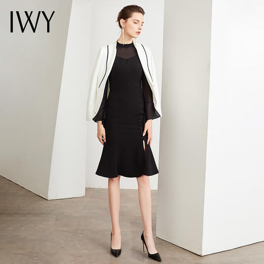 IWY/时尚白色西服正装女气质修身显瘦黑色连衣裙套装商务休闲职业装C16+Q47 商品图4