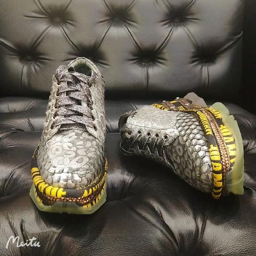 LFGJ  6420设计师款鱼皮与马毛拼接厚底增高鞋 商品图10