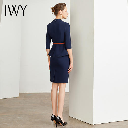 IWY/藏青色商务职业装连衣裙女修身包臀百搭干练时尚气质名媛工作服装Q195+D0053 商品图2