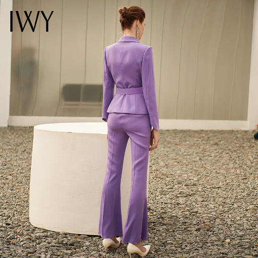 IWY/时尚紫色西服女微喇裤套装气质高端收腰绑带西装211004C1+P3 商品图3