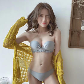 白色少女日系无肩带无钢圈调整型小胸聚拢性感内衣蕾丝套装文胸罩