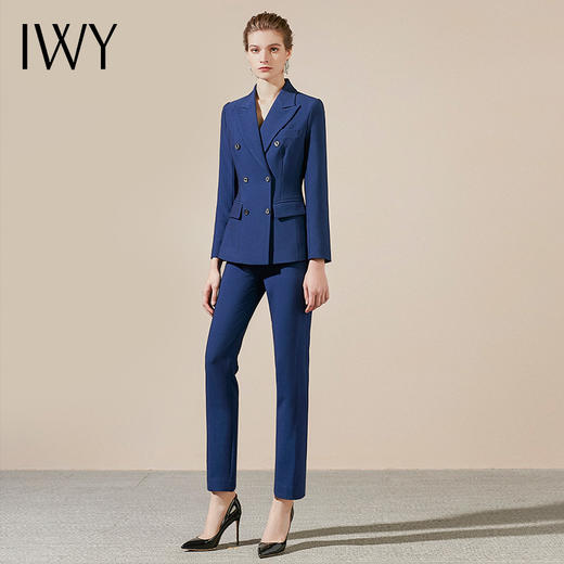 IWY/蓝色百搭通勤面试西服西装套装女时尚气质女神主持人上镜面试正装CP3410 商品图2