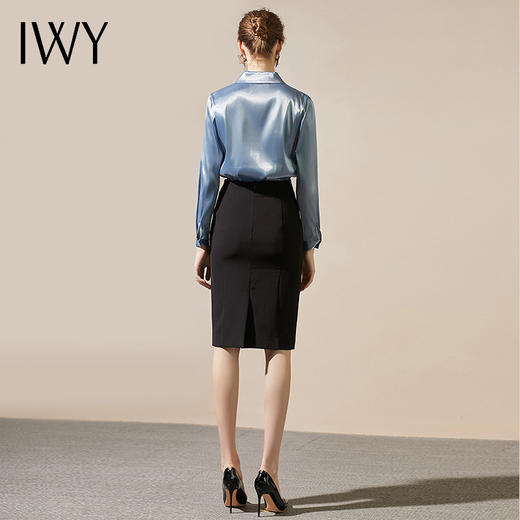 IWY/ 高端浅蓝色衬衫时尚修身显瘦套裙女商务通勤上班气质女神193079B1+25B1 商品图3