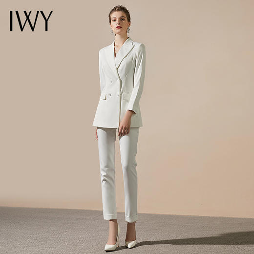 IWY/高端典雅白色时尚西服西装套装女神范修身干练职业通勤气质Ol正装CP9130 商品图2