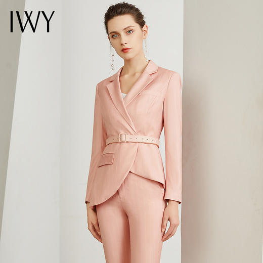 IWY/粉色小香风西服西装套装女修身系带收腰时尚气质名媛职业上班面试CP937 商品图2
