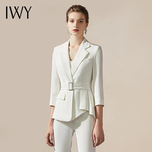 IWY/白色系带收腰西服西服套装女时尚修身气质女神范职业商务通勤正装C304+P305 商品图2