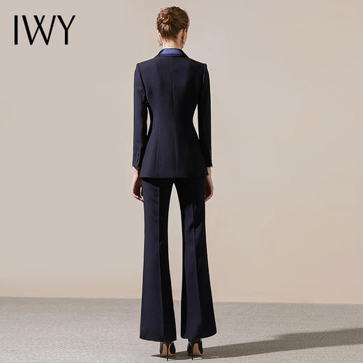 IWY/藏青色高端商务西装领西服套装女时尚修身微喇裤气质女神职业正装211027C1+P3 商品图3