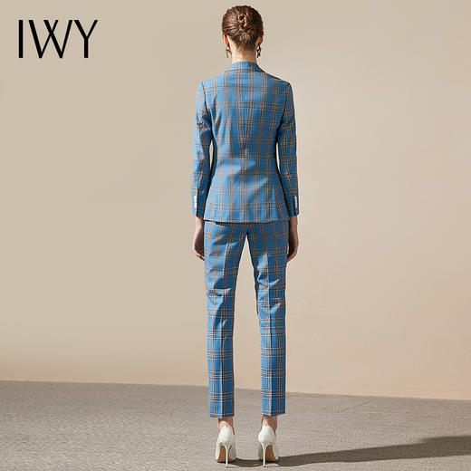 IWY/职业装西装套装女西裤修身蓝色西服高端气质时尚OL正装203185C1+203185P1 商品图3