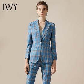 IWY/职业装西装套装女西裤修身蓝色西服高端气质时尚OL正装203185C1+203185P1