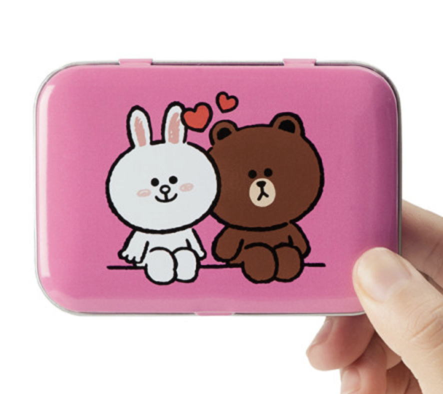 韩国 可爱 Line Friends布朗＆康妮铁盒乐队套装（50EA）JPY带授权招加盟代理