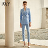 IWY/高端时尚总裁蓝色西装套装气质洋气戗驳领西服商务正装套裤211012C1+P1 商品缩略图2