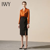 IWY/时尚焦糖色设计感衬衫黑色修身包臀黑色半裙套裙女商务通勤职业装193078B1+193079S2 商品缩略图1