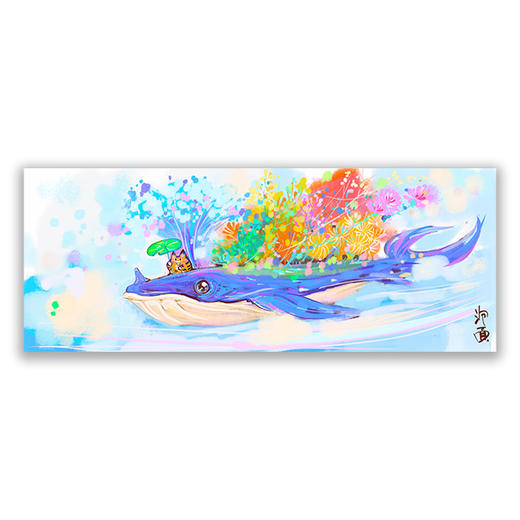 泡面猫丨花开鲸鱼岛插画 商品图0