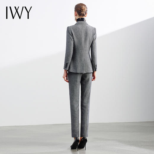 IWY/人字纹羊毛灰色商务职业西装套装女职场女神时尚气质女神修身百搭通勤工作服CP1154 商品图4