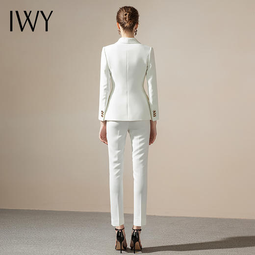 IWY/白色典雅西服西装套装女时尚修身双排扣气质名媛职业商务通勤正装CP1150 商品图3