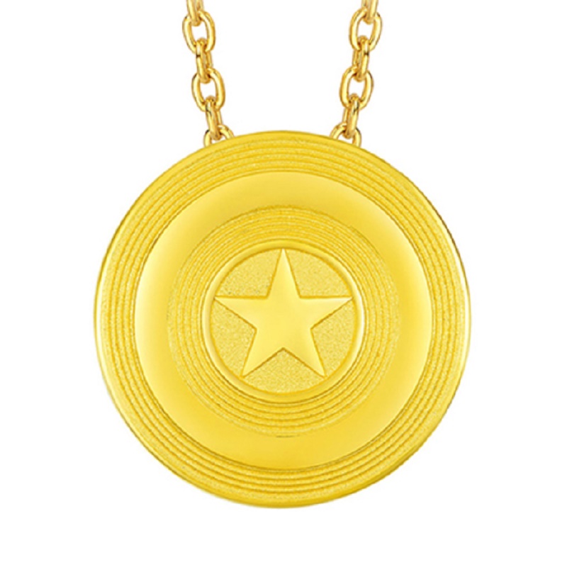 周大福GOLD PENDANT-MARVEL SERIES CAPTAIN AMERICA SHIELDJPY带授权招加盟代理