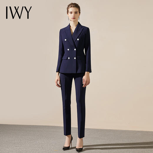 IWY/谢颖颖-主持人同款藏青色售楼部职业装西服装套装女商务通勤干练经理上班工作服正装CP369 商品图2