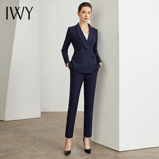 IWY/藏青色商务职业职场西服西装套装女修身显瘦干练百搭上班面试正装CP10316 商品图1