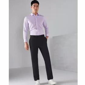 南4雅戈尔粉紫色细纹免熨衬衫