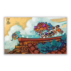 泡面猫丨狮子舞插画