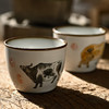 「景德镇汝瓷开片手绘五牛图品茗杯」矾红牛转钱坤缸杯大号主人杯茶杯 商品缩略图1