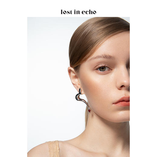 lost in echo 原创设计师品牌 不对称心形晶饰吊坠耳环 情人节系列 商品图4