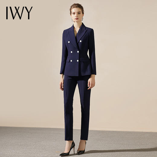 IWY/谢颖颖-主持人同款藏青色售楼部职业装西服装套装女商务通勤干练经理上班工作服正装CP369 商品图6