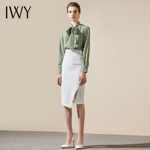IWY/时尚百搭绿色波点衬衫女复古名媛优雅半裙职业套装套裙203105B1+S9202 商品图2