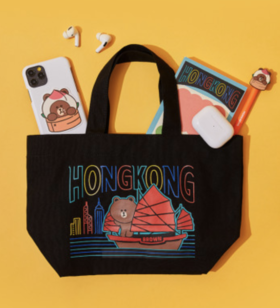 韩国 可爱Line Friends棕色城市版香港环保袋（S）JPY带授权招加盟代理