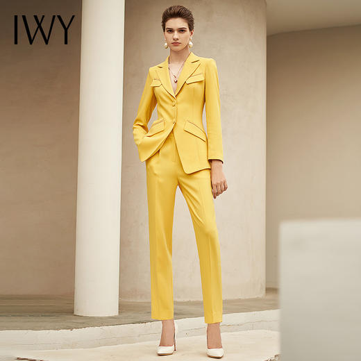 IWY/新品高端时尚洋气黄色西装套装女气质名媛总裁西服职业套裤211007C1+P1 商品图1