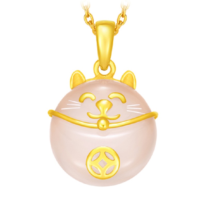 周大福 CHOW TAI FOOK 24K GOLD PENDANT/CHARM-LUCKY CATMANEKIJPY带授权招加盟代理