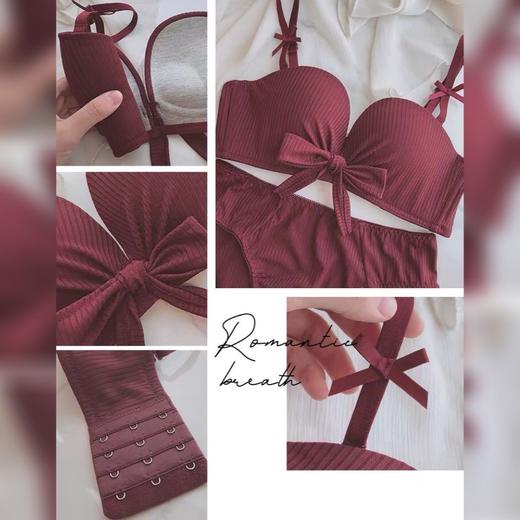 本命年性感蝴蝶结红色内衣套装女小胸聚拢无痕上托防下垂文胸罩 商品图3