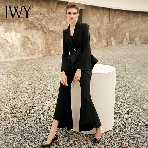 IWY/高端时尚西装气质名媛商务宴会正装修身西服微喇裤套装211010C1+P3 商品图2