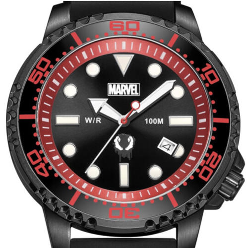 漫威(marvel)百迪手表男毒液联名款黑水鬼响圈搪瓷面进口石英机芯深潜