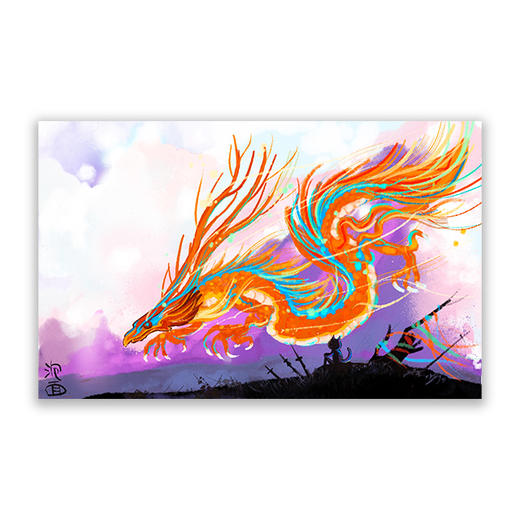 泡面猫丨龙飞过天空插画 商品图0