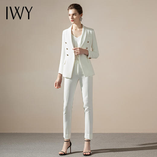 IWY/白色典雅西服西装套装女时尚修身双排扣气质名媛职业商务通勤正装CP1150 商品图0