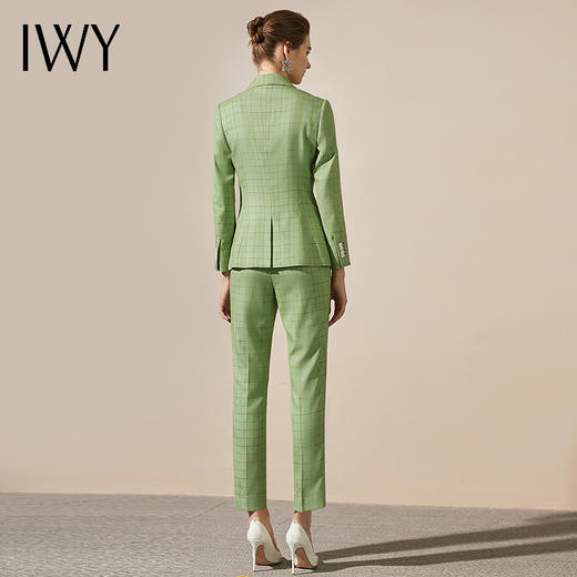 IWY/高端职业套装女时尚绿色西装套裤商务主持人西服女正装203144C1+203144P1 商品图3