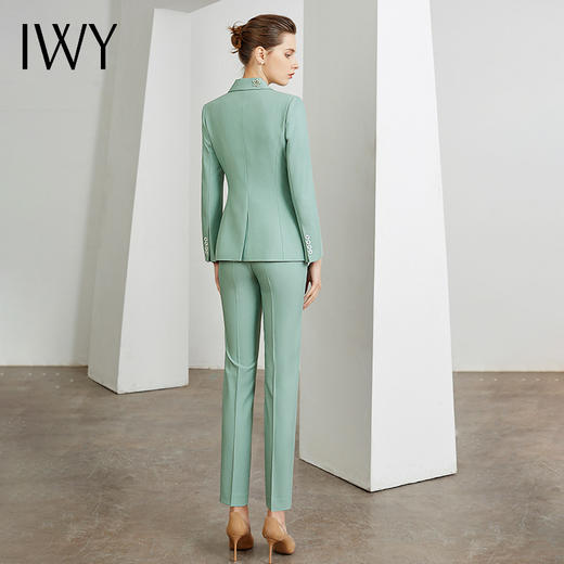 IWY/时尚绿色西服套装女职业修身显瘦气质女神商务上班族通勤面试正装C10335+P10325 商品图3