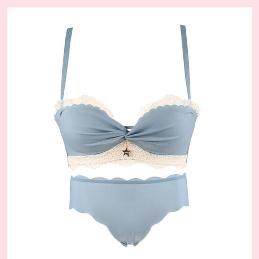 无肩带性感内衣女小胸聚拢防滑调整型收副乳文胸罩套装薄款内衣夏 商品图4