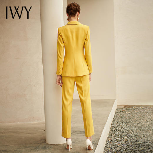 IWY/新品高端时尚洋气黄色西装套装女气质名媛总裁西服职业套裤211007C1+P1 商品图3