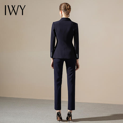 IWY/藏蓝色职业装西服西装套装女时尚双排扣修身气质女神商务干练正装CP1150 商品图3