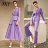 IWY/时尚紫色西服女微喇裤套装气质高端收腰绑带西装211004C1+P3 商品缩略图4