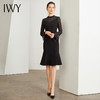 IWY/黑色时尚连衣裙女时尚修身喇叭裙修身显瘦包臀鱼尾气质OL职业长裙Q47 商品缩略图3