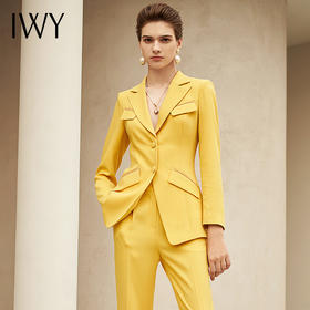 IWY/新品高端时尚洋气黄色西装套装女气质名媛总裁西服职业套裤211007C1+P1