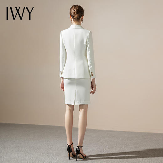 IWY/通勤白色商务西服套裙女职业装套装修身双排扣时尚气质名媛英伦风CS1150 商品图3