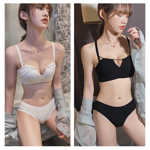 无痕内衣女小胸聚拢调整型收副乳上托胸罩无钢圈文胸夏季薄款套装 商品图1