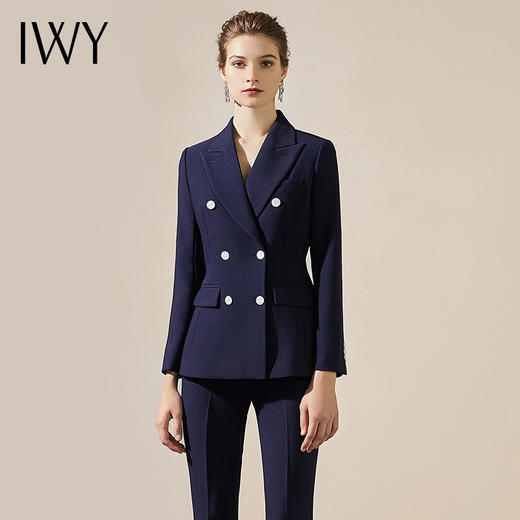 IWY/谢颖颖-主持人同款藏青色售楼部职业装西服装套装女商务通勤干练经理上班工作服正装CP369 商品图3