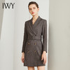 IWY/英伦风灰色系带连衣裙女职业商务职场穿搭事情气质女神范上班正装Q901 商品缩略图0