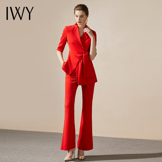 IWY/红色设计感绑带西服西装外套装女时尚气质名媛正式主持人宴会正装CP9239 商品图4
